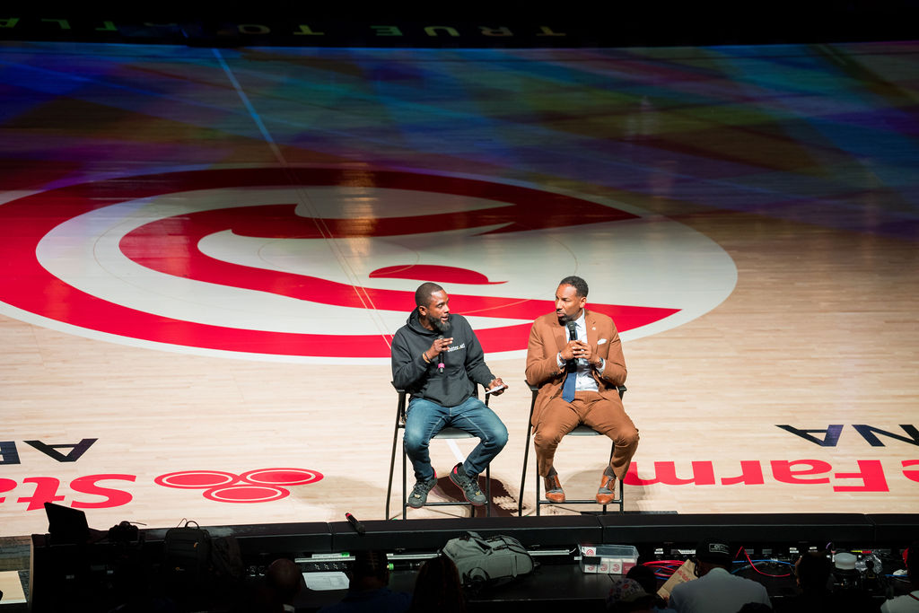 Wide on-court conversation at State Farm Arena